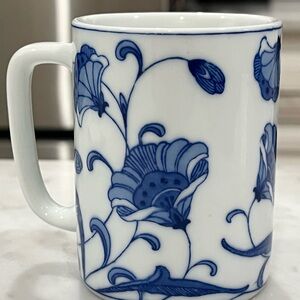 Source Unknown Blue and White Floral Ceramic Mug